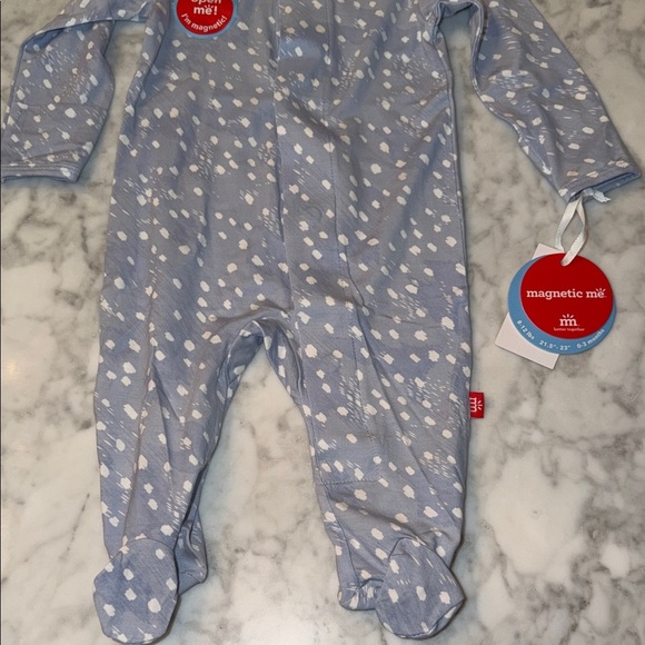 NWT Magnetic Me Light Blue & White Speckled Footie - Picture 4 of 5